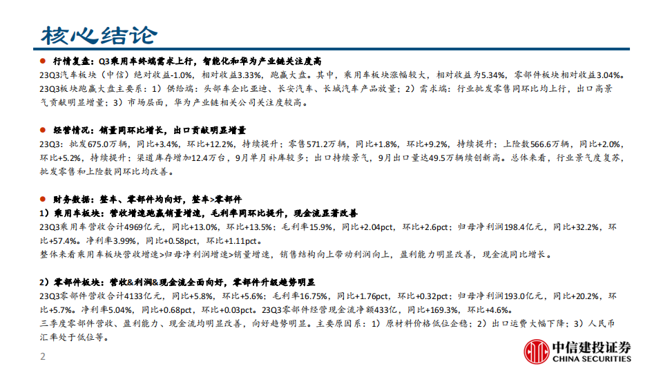 汽车行业2023年三季报总结：乘用车产销景气，零部件盈利能力继续提升_01.png