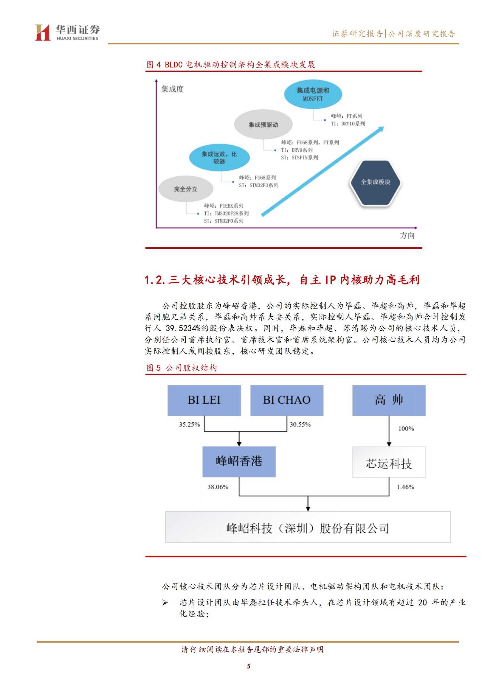 峰岹科技研究报告：专注BLDC电机驱动控制芯片，三大核心技术引领成长