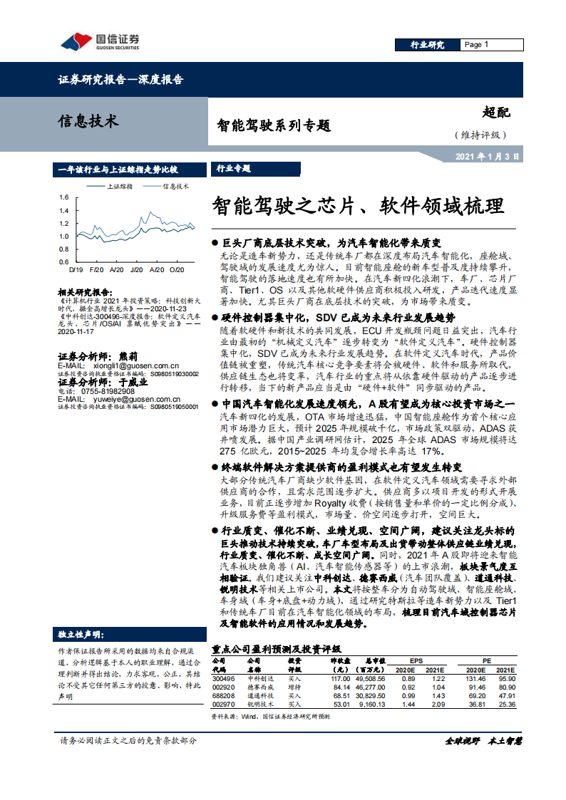 汽车自动驾驶产业链深度报告：芯片及软件专题