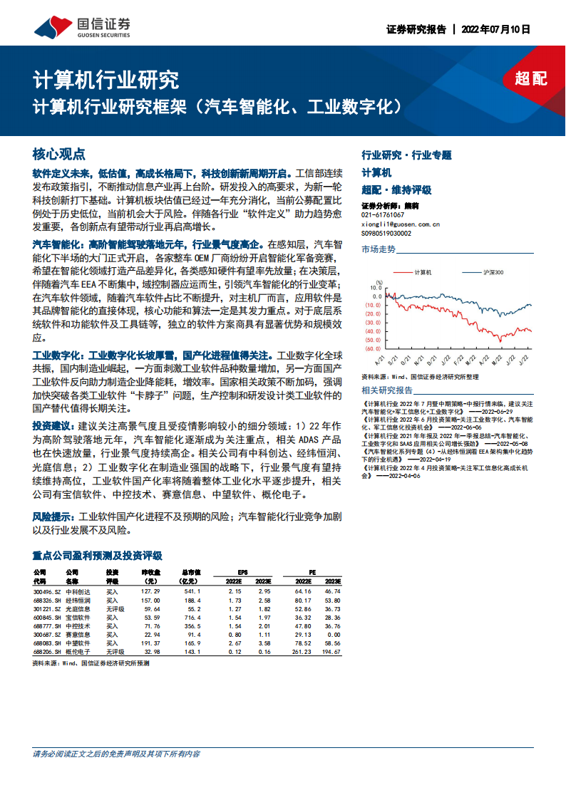 计算机行业深度研究：汽车智能化与工业数字化专题