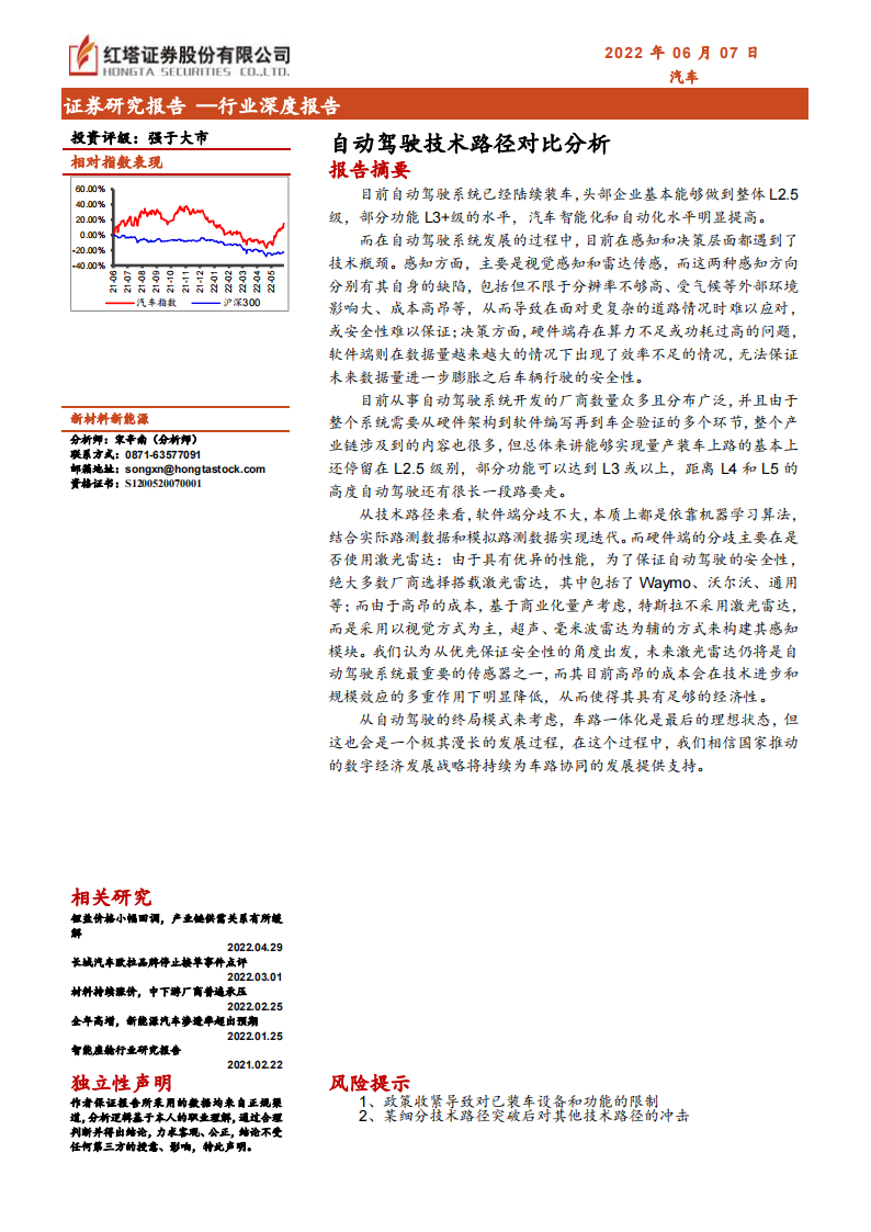 汽车自动驾驶技术路径对比分析